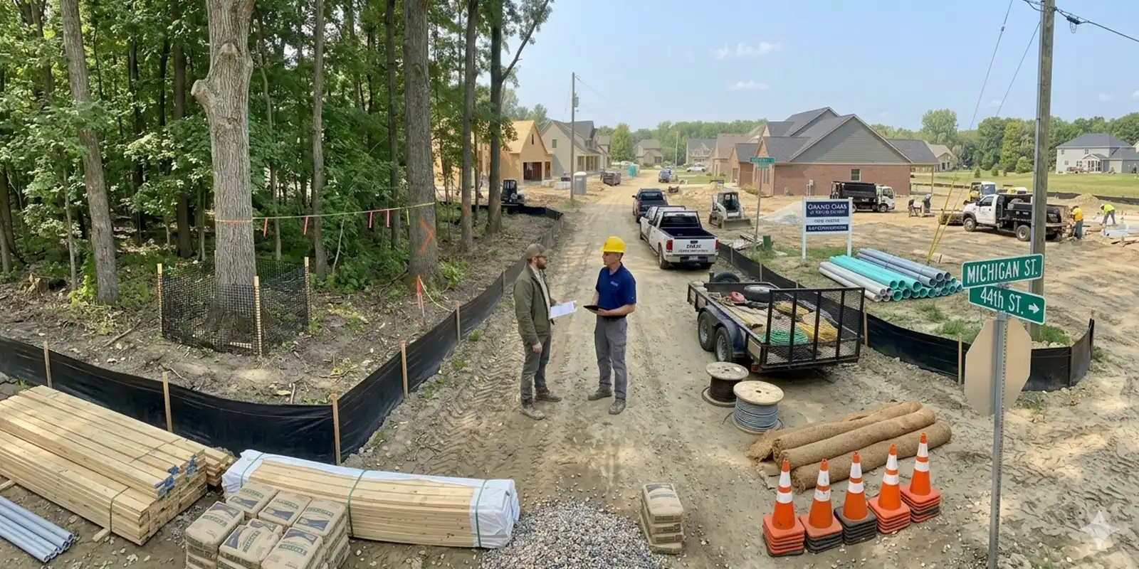 G2 Tree Services - arborist talking with contractor for residential construction lot clearing 3