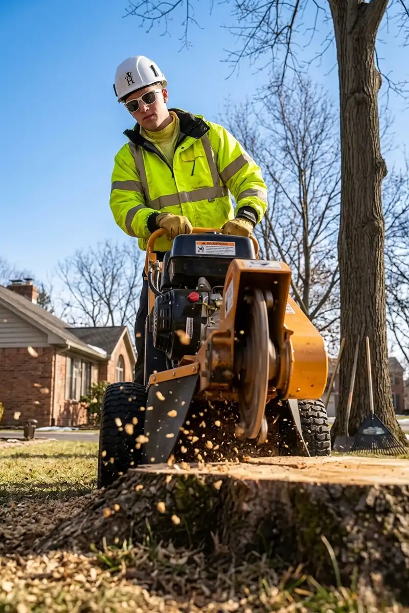 G2 Tree Services - arborist tree stump grinding low angle
